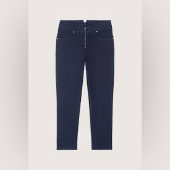 BA&SH women’s skin fit high waisted dark navy cropped logo embroidered jeans sz6 - Picture 2 of 11